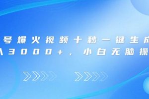 （14181期）视频号爆火视频十秒一键生成，日入3000+，小白无脑操作
